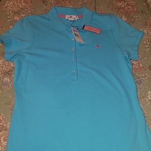 Vineyard Vines turquoise polo shirt.